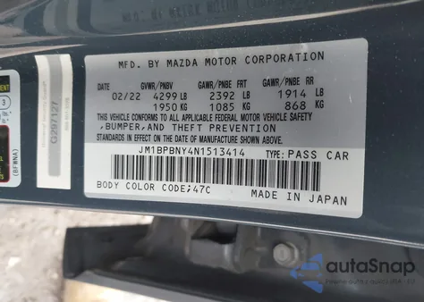 2022 Mazda Mazda3 2.5 Turbo Premium Plus z USA, uszkodzony, nr VIN JM1BPBNY4N1513414